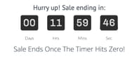 Screenshot of Hurrify’s countdown timer. Source: Hurrify app in Shopify, apps.shopify.com