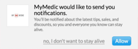 Screenshots of MyMedic notification pop-ups.  Source: Deceptive Patterns, www.deceptive.design