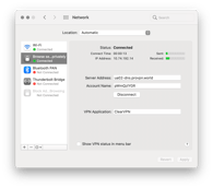 macOS Network setup preferences page