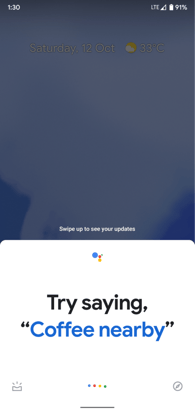 Google Assistant input prompt on a smartphone