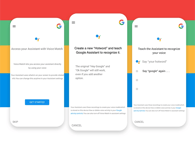 The sequence of Google Assistant's screens when the user voice recognition is set up. Image: Kalypso Kichu via dribbble.com